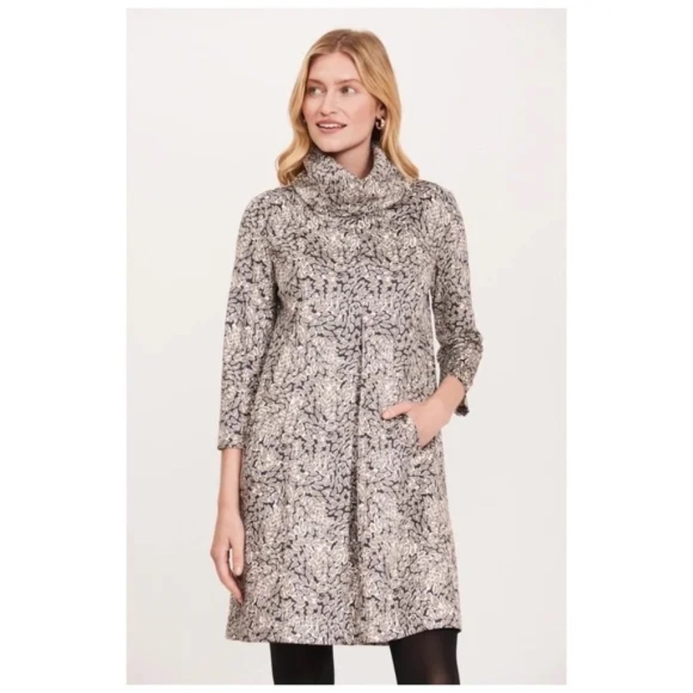 Tyler Boe Kim Faux Suede Dress Multi Animal Print Midi Pockets Casual, Size‎ S